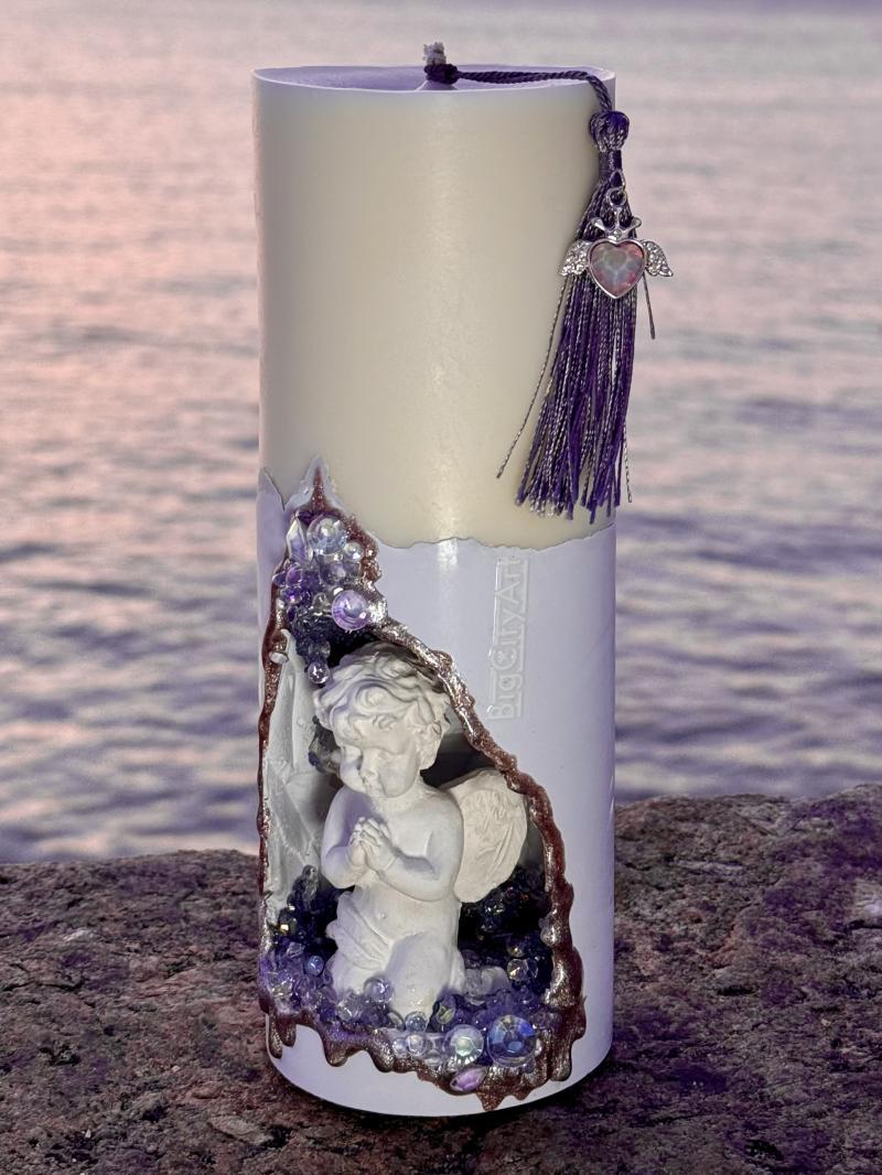 007 Angel Soy Candle with Crystal Concrete Base – Designed on Koh Samui