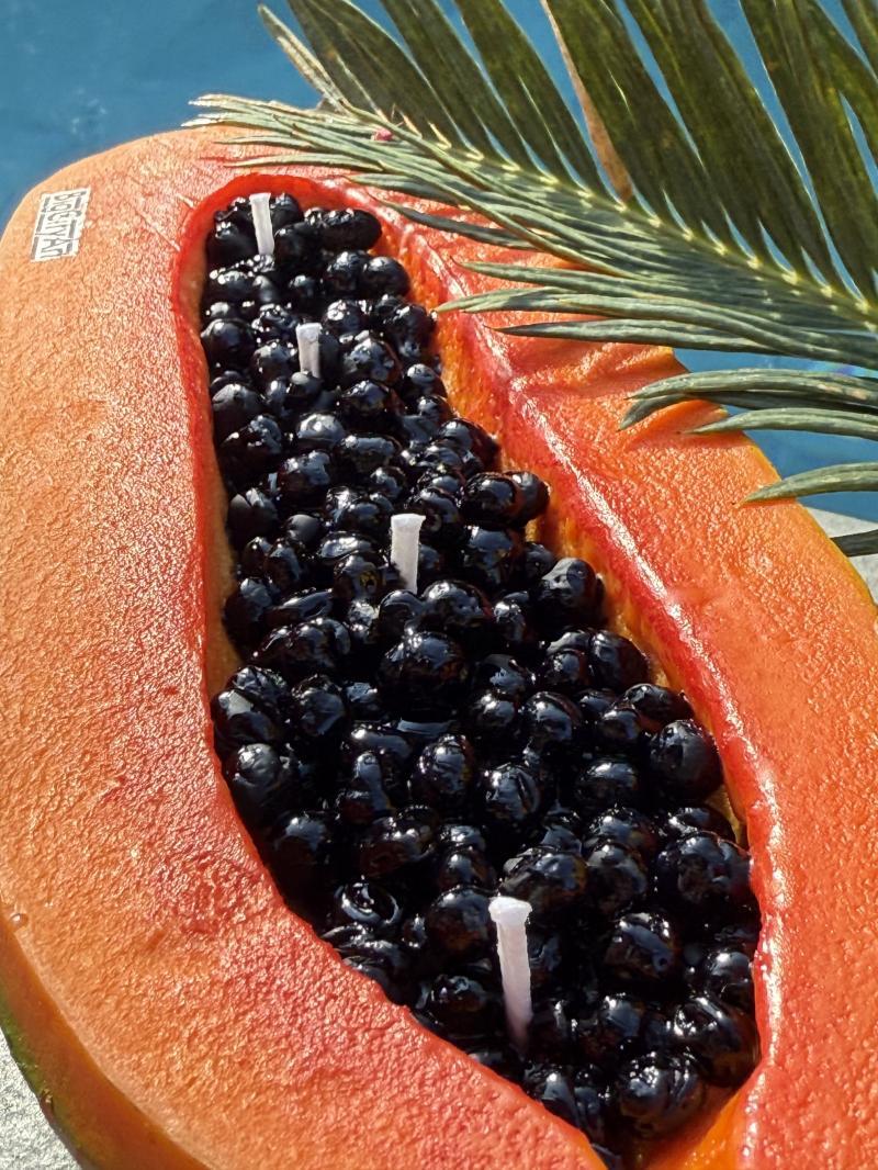 068 Tropical Fruit Candle Set – Papaya & Starfruit with Tray
